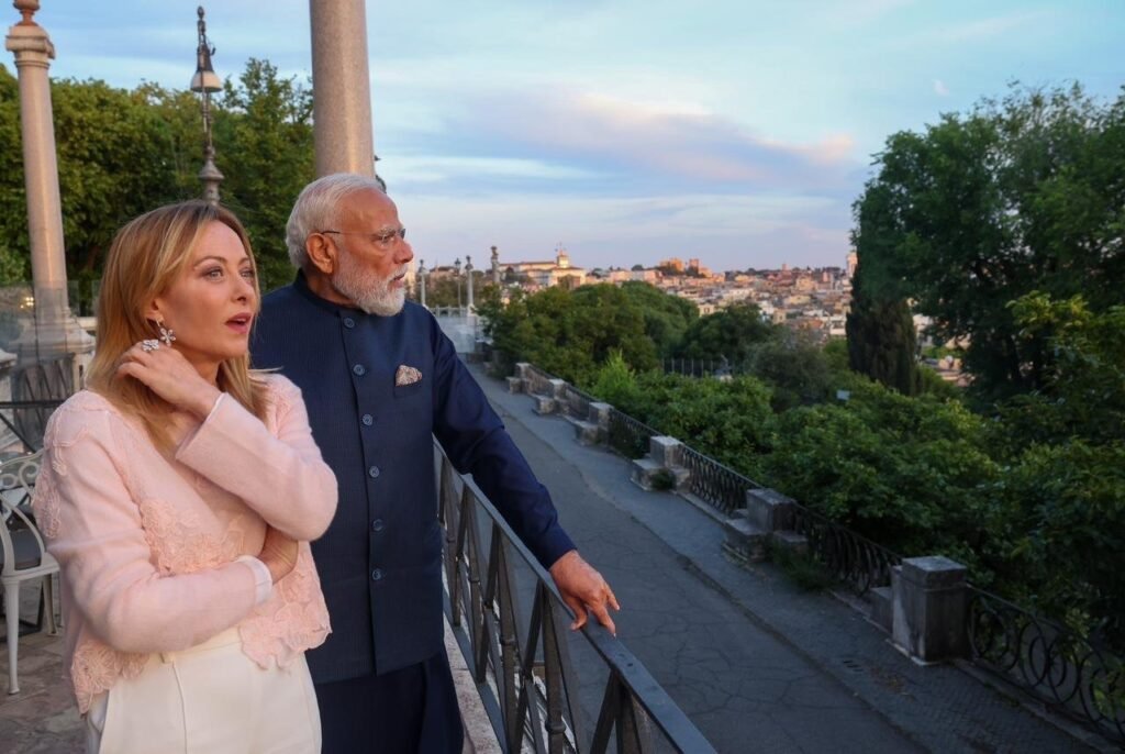 In the final leg of Narendra Modi's five-nation tour, the Italian Prime Minister welcomed him in Italy